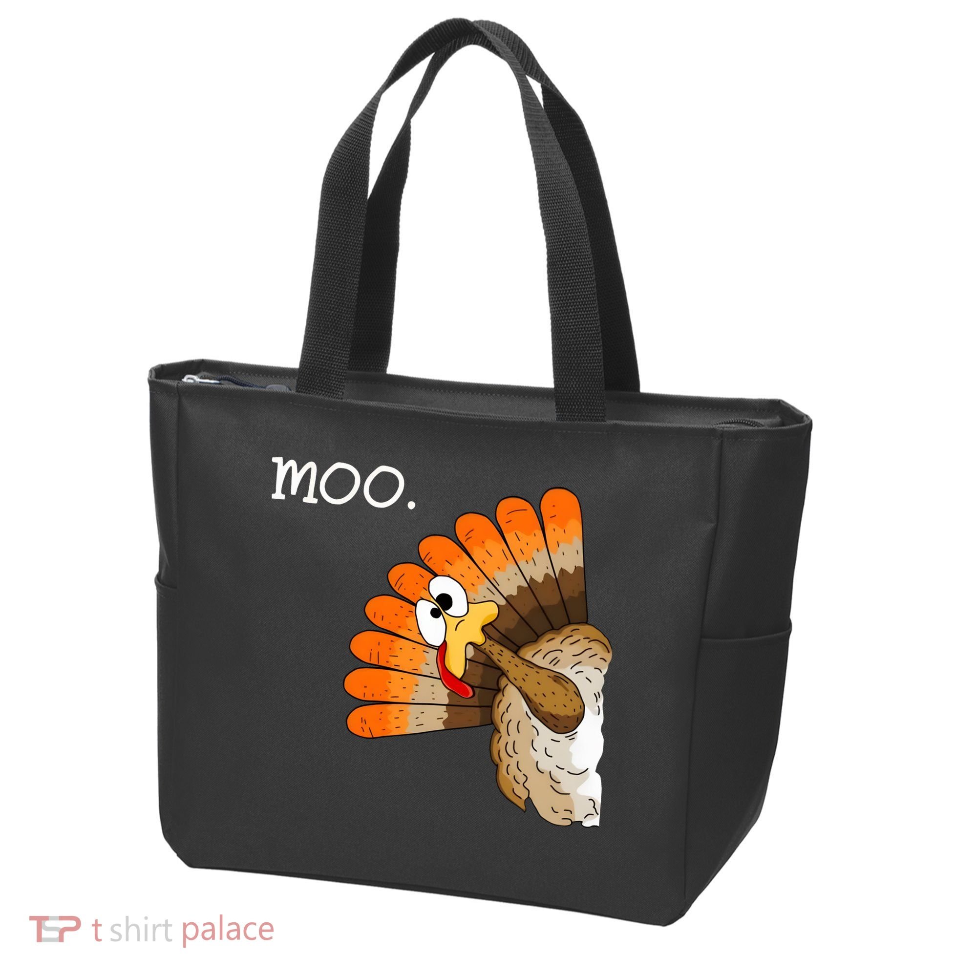 Funny Turkey Moo Cow Thanksgiving Tote Bag