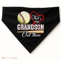 funny That's My Grandson Out There Baseball for Mother's Day USA-Made Doggie Bandana thumb 0