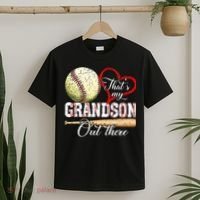 funny That's My Grandson Out There Baseball for Mother's Day T-Shirt thumb 2