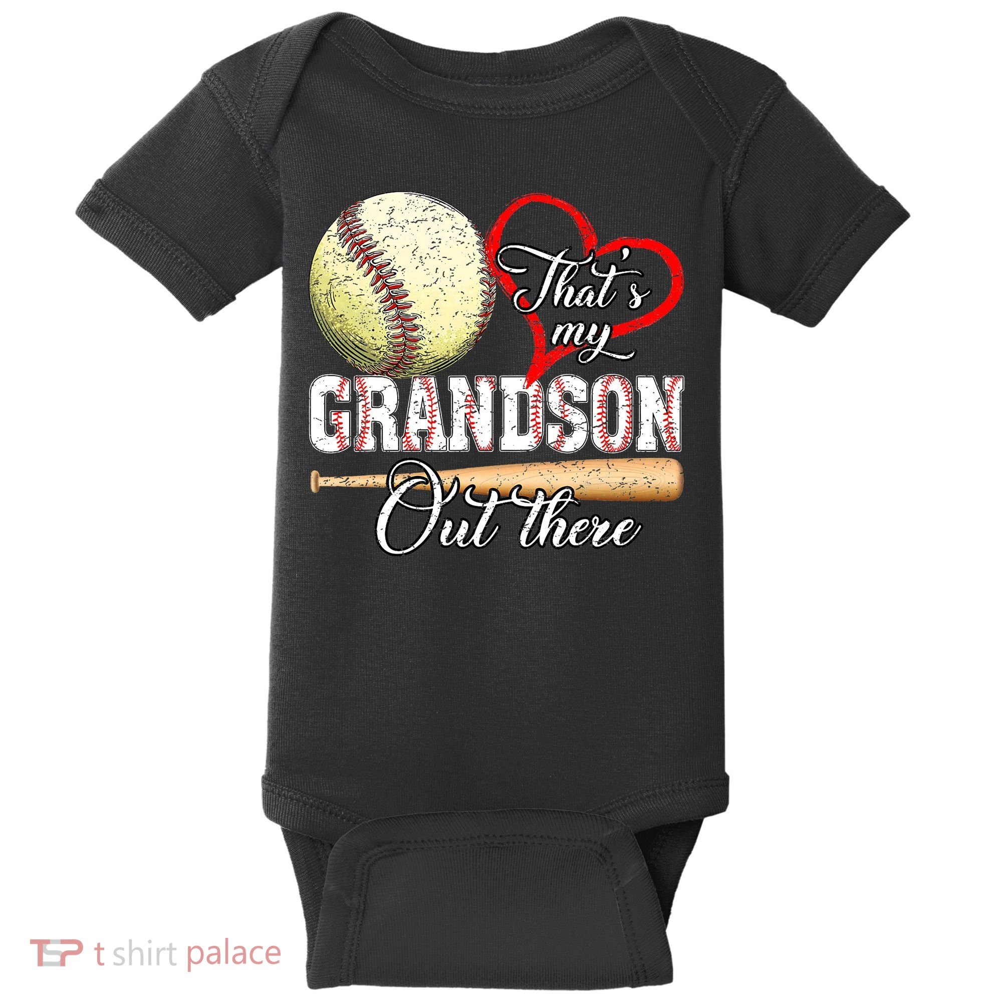 funny That's My Grandson Out There Baseball for Mother's Day Baby Bodysuit