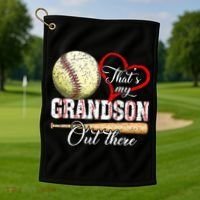 funny That's My Grandson Out There Baseball for Mother's Day Golf Towel thumb 1