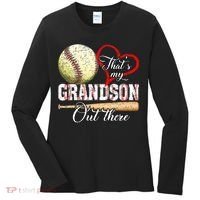 funny That's My Grandson Out There Baseball for Mother's Day Women's Long Sleeve Shirt thumb 0