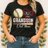 funny That's My Grandson Out There Baseball for Mother's Day Women's T-Shirt thumb 2
