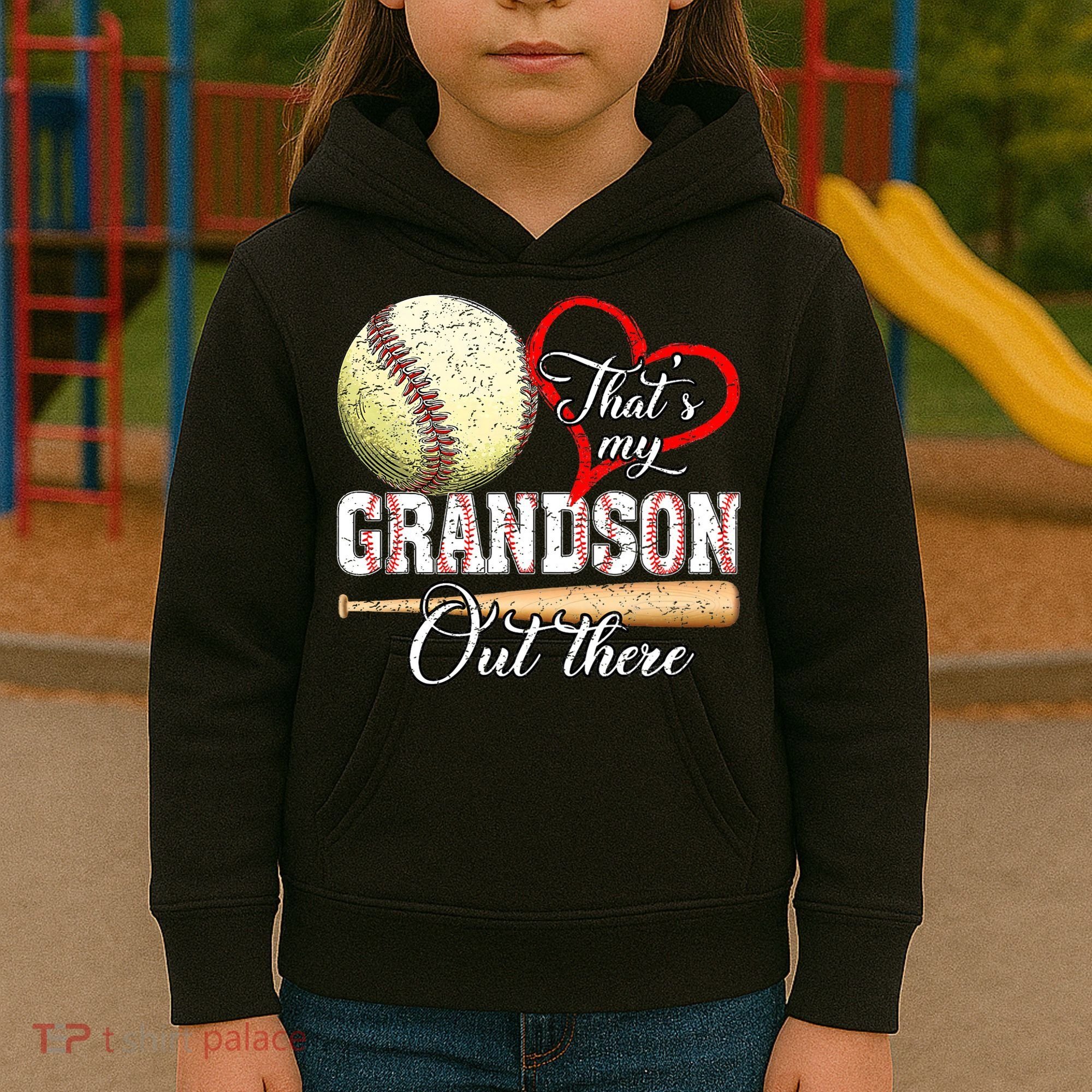 funny That's My Grandson Out There Baseball for Mother's Day Kids Hoodie