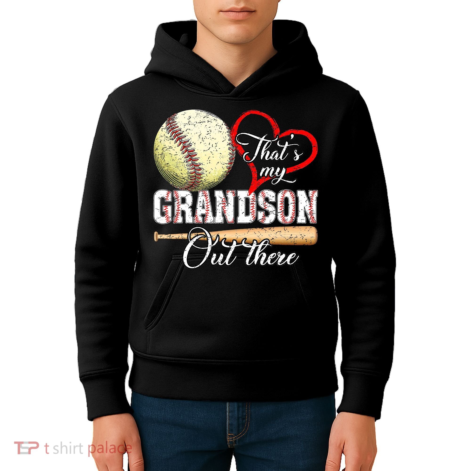 funny That's My Grandson Out There Baseball for Mother's Day Kids Hoodie