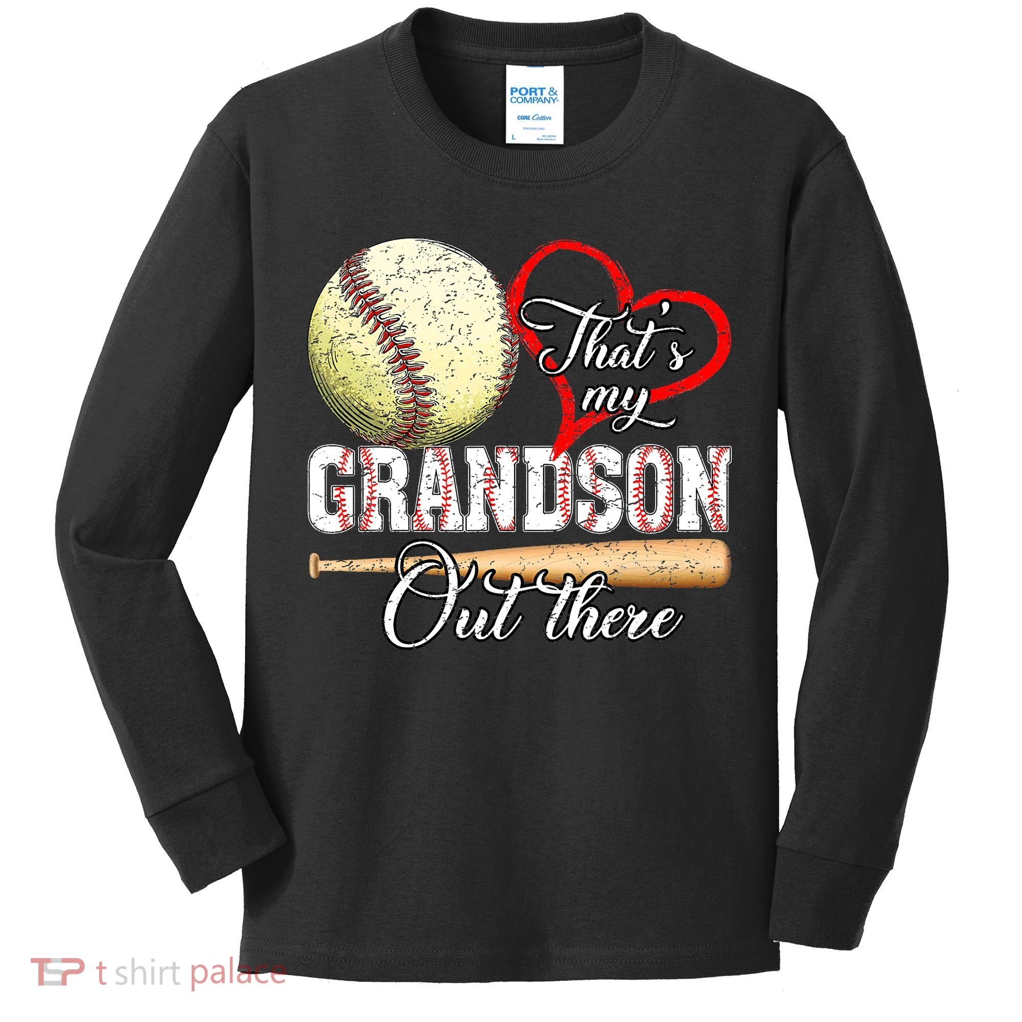 funny That's My Grandson Out There Baseball for Mother's Day Kids Long Sleeve Shirt