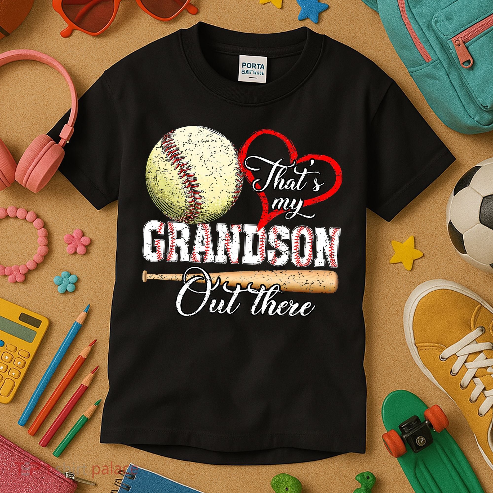 funny That's My Grandson Out There Baseball for Mother's Day Kids T-Shirt