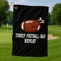 Football Turkey Nap Thanksgiving Golf Towel thumb 1