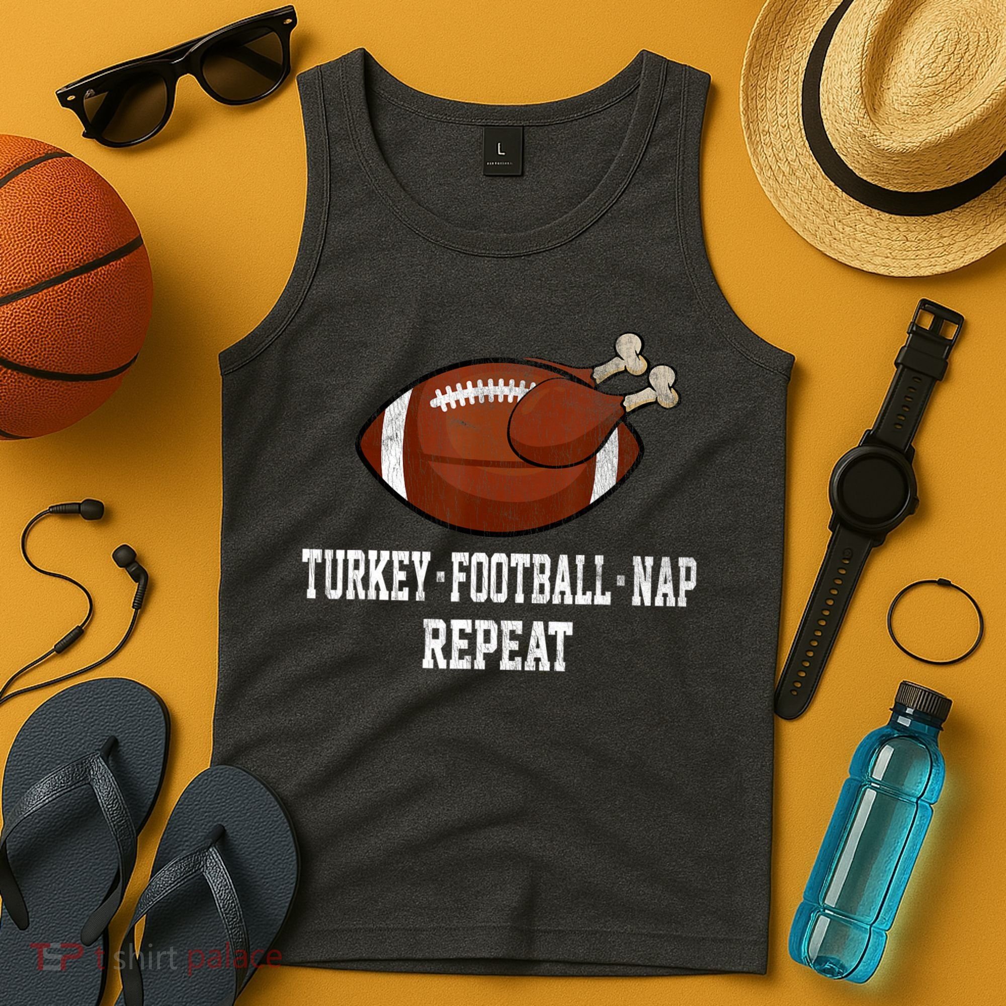 Football Turkey Nap Thanksgiving Tank Top