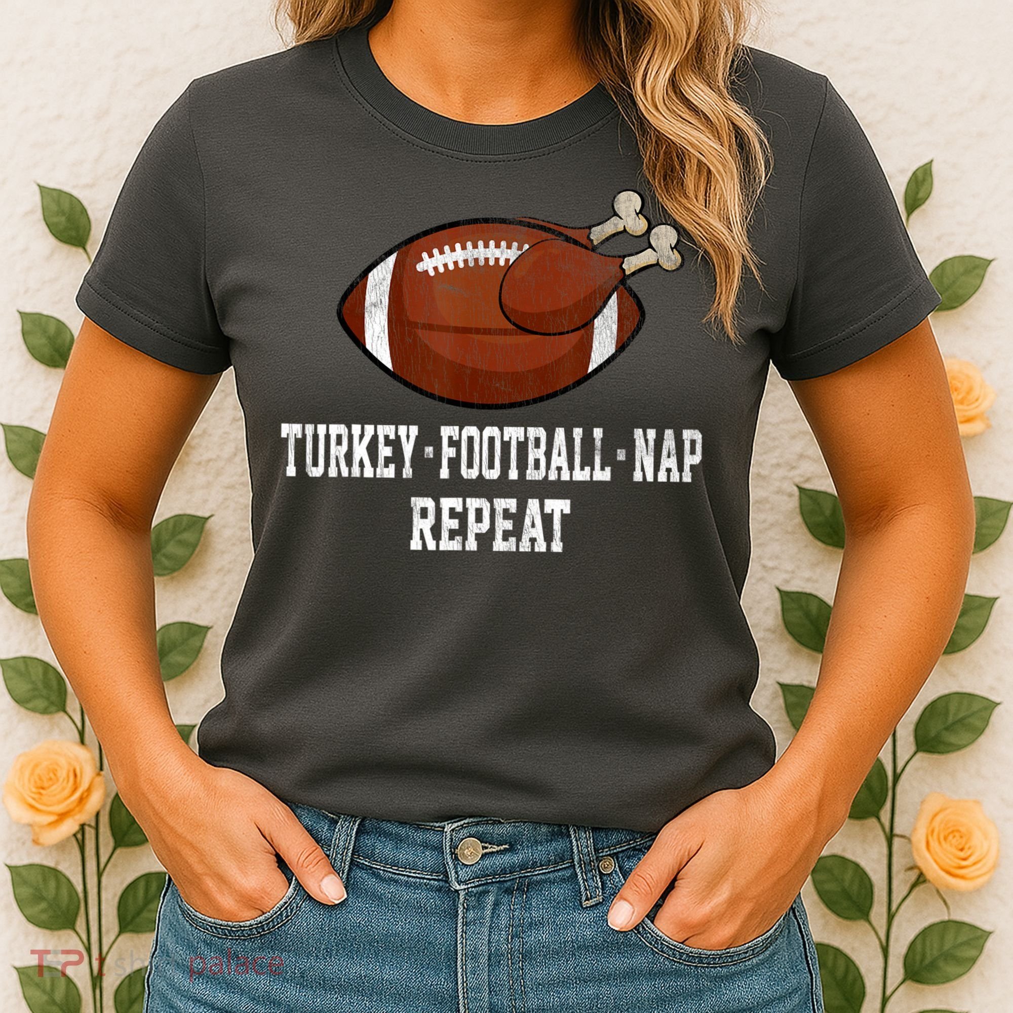 Football Turkey Nap Thanksgiving Women's T-Shirt