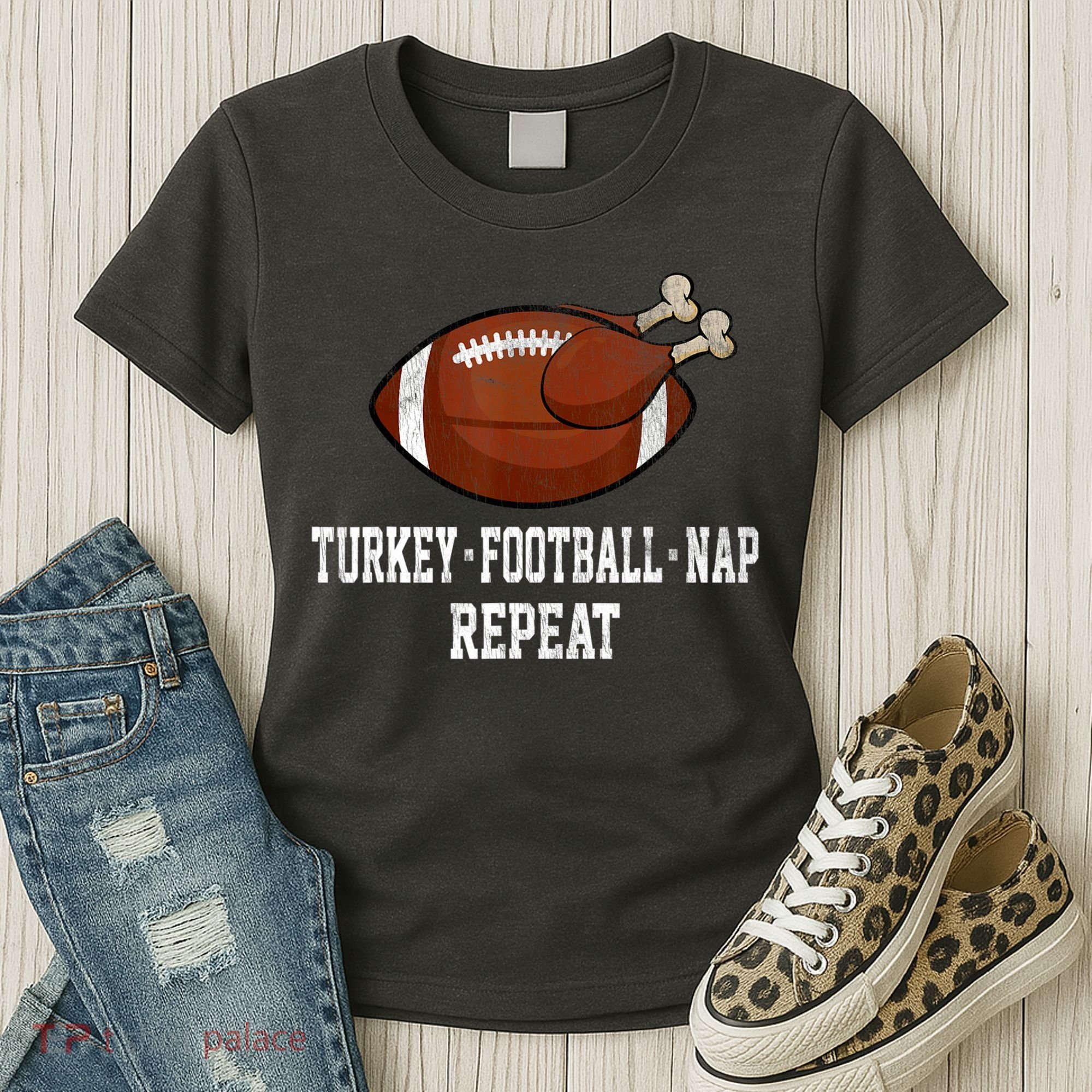 Football Turkey Nap Thanksgiving Women's T-Shirt