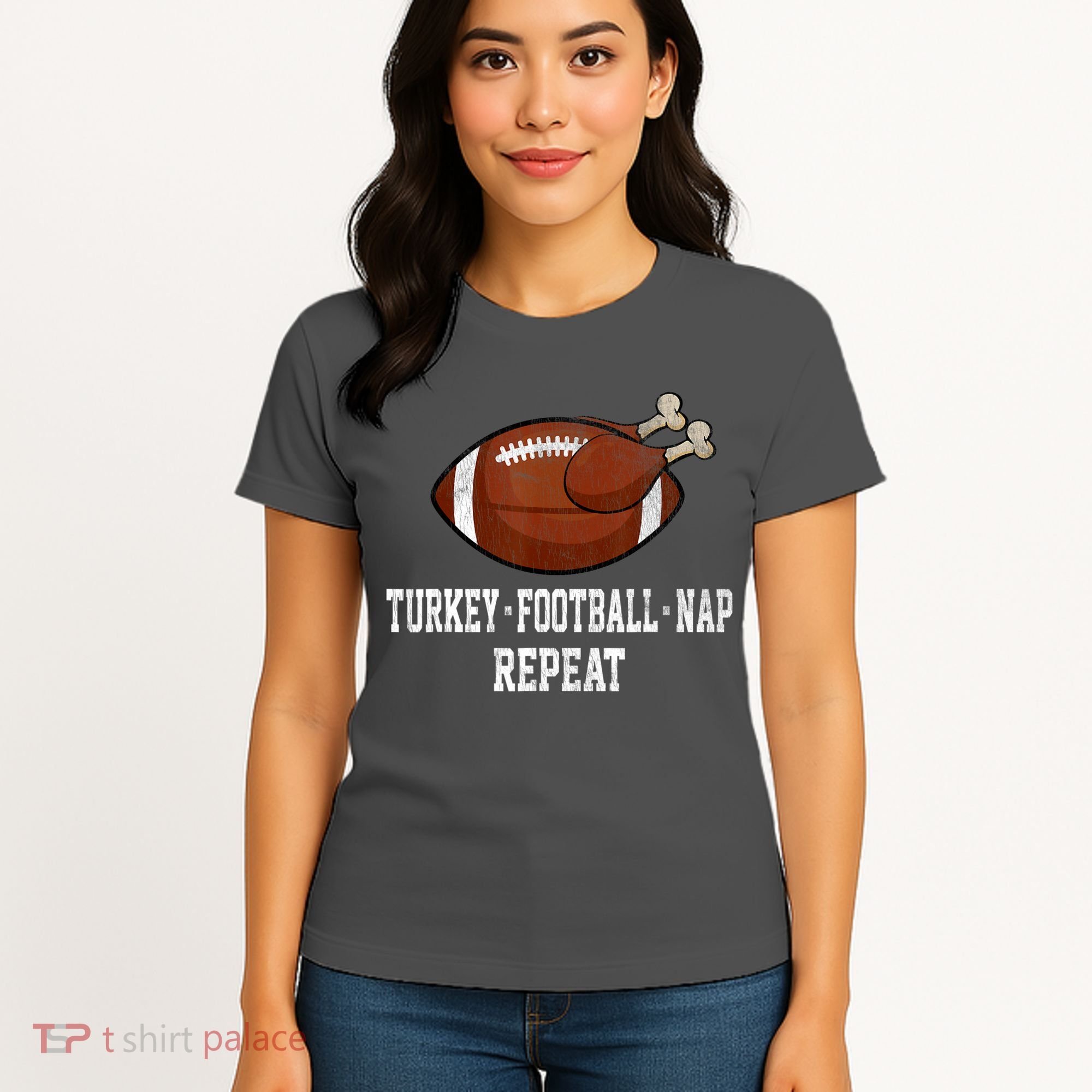 Football Turkey Nap Thanksgiving Women's T-Shirt