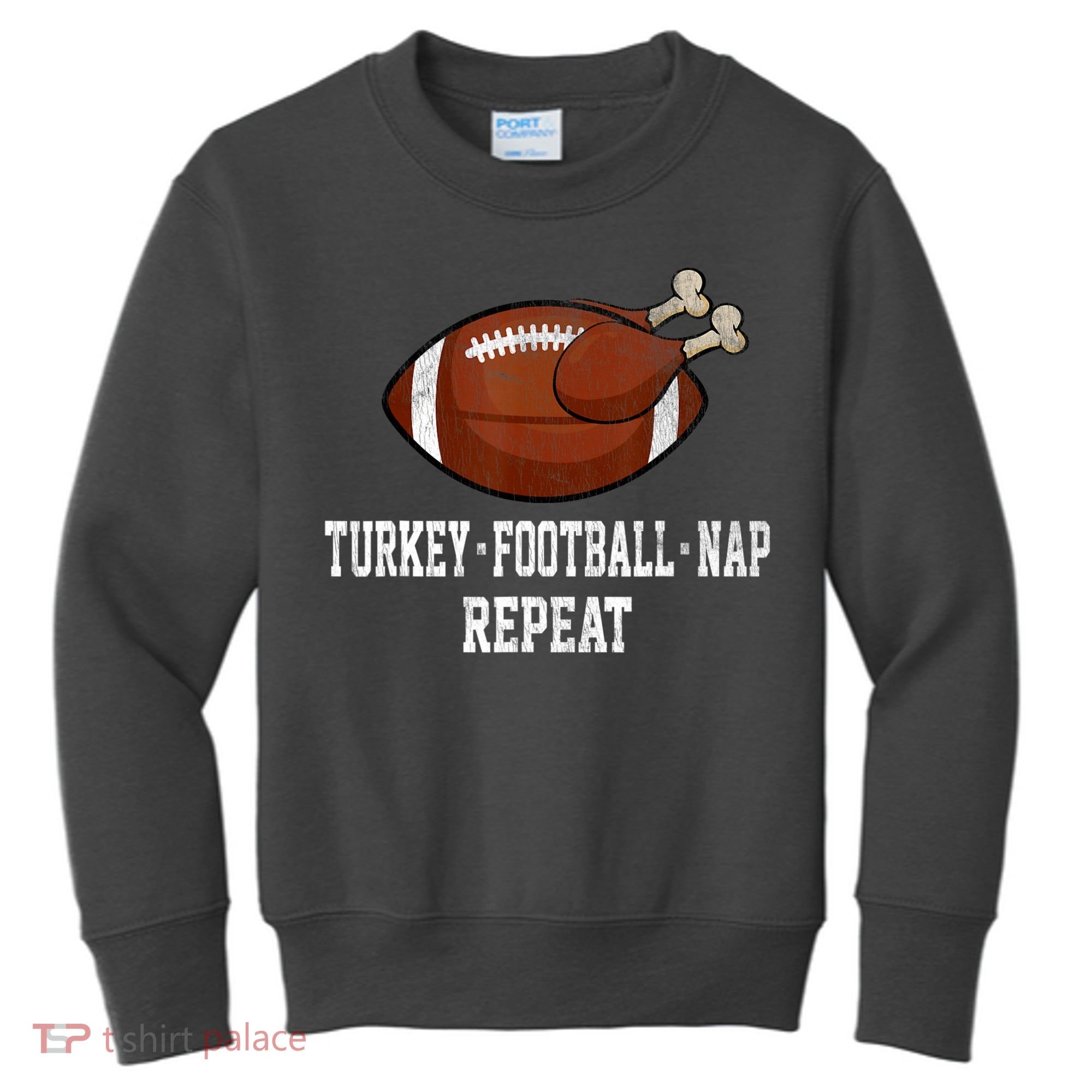 Football Turkey Nap Thanksgiving Kids Sweatshirt