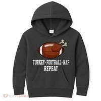 Football Turkey Nap Thanksgiving Kids Hoodie thumb 0