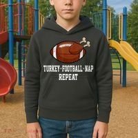 Football Turkey Nap Thanksgiving Kids Hoodie thumb 2