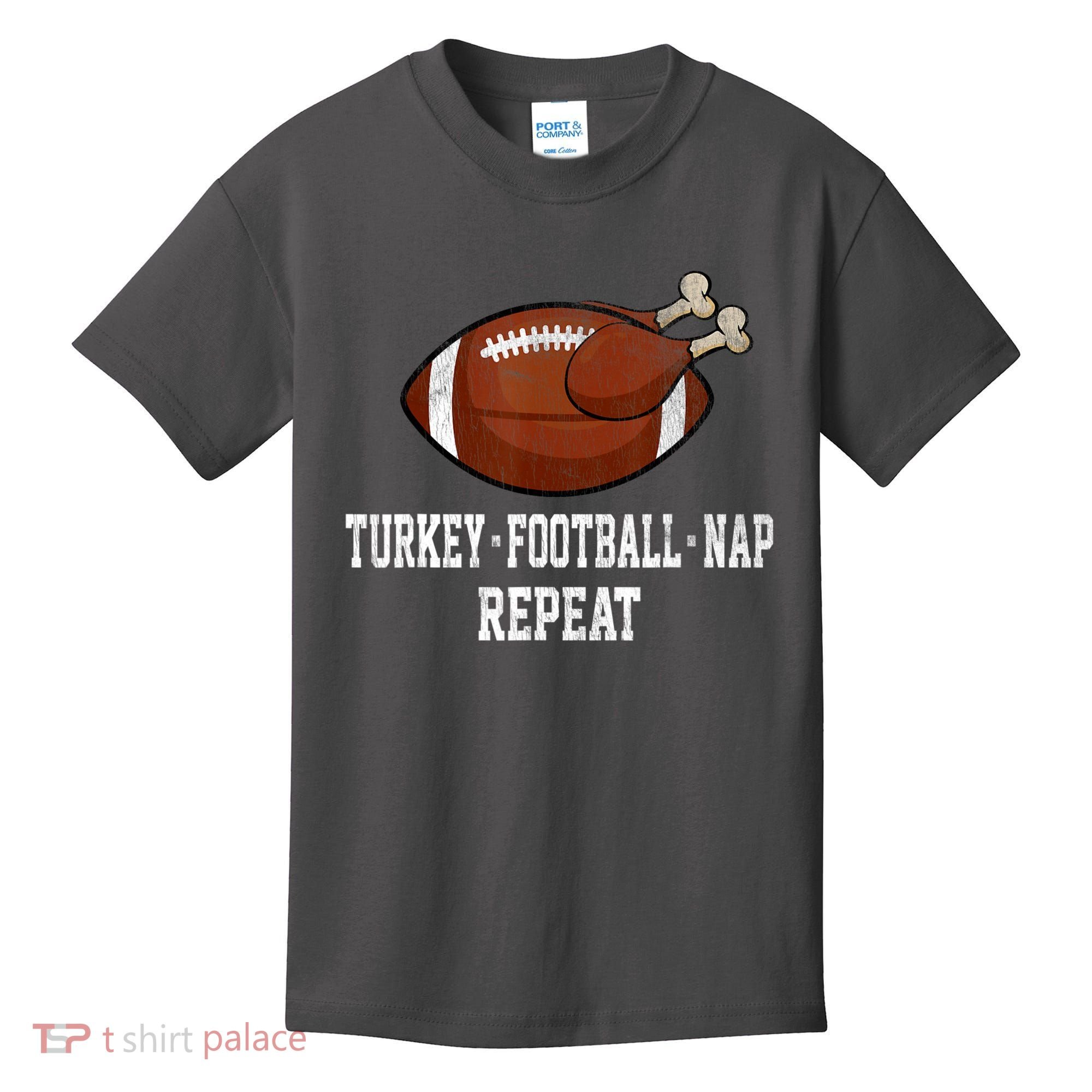 Football Turkey Nap Thanksgiving Kids T-Shirt