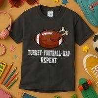 Football Turkey Nap Thanksgiving Kids T-Shirt thumb 3