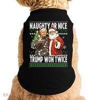 Funny Trump Naughty Or Nice Won Twice Ugly Christmas Doggie Tank thumb 0