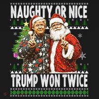 Funny Trump Naughty Or Nice Won Twice Ugly Christmas Women's Hoodie thumb 2
