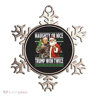 Funny Trump Naughty Or Nice Won Twice Ugly Christmas Ornament