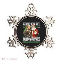 Funny Trump Naughty Or Nice Won Twice Ugly Christmas Ornament thumb 0