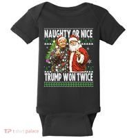 Funny Trump Naughty Or Nice Won Twice Ugly Christmas Baby Bodysuit thumb 0