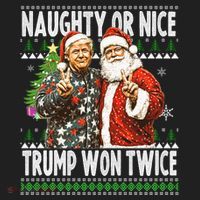 Funny Trump Naughty Or Nice Won Twice Ugly Christmas Hat thumb 2