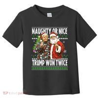 Funny Trump Naughty Or Nice Won Twice Ugly Christmas Toddler T-Shirt thumb 0