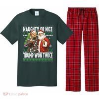 Funny Trump Naughty Or Nice Won Twice Ugly Christmas Pajama Set thumb 0