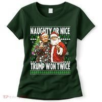 Funny Trump Naughty Or Nice Won Twice Ugly Christmas Women's T-Shirt thumb 0