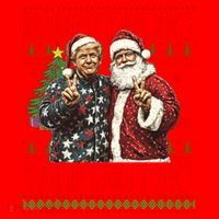 Funny Trump Naughty Or Nice Won Twice Ugly Christmas Santa Hat thumb 1