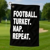 Football Turkey Nap Repeat Golf Towel thumb 1