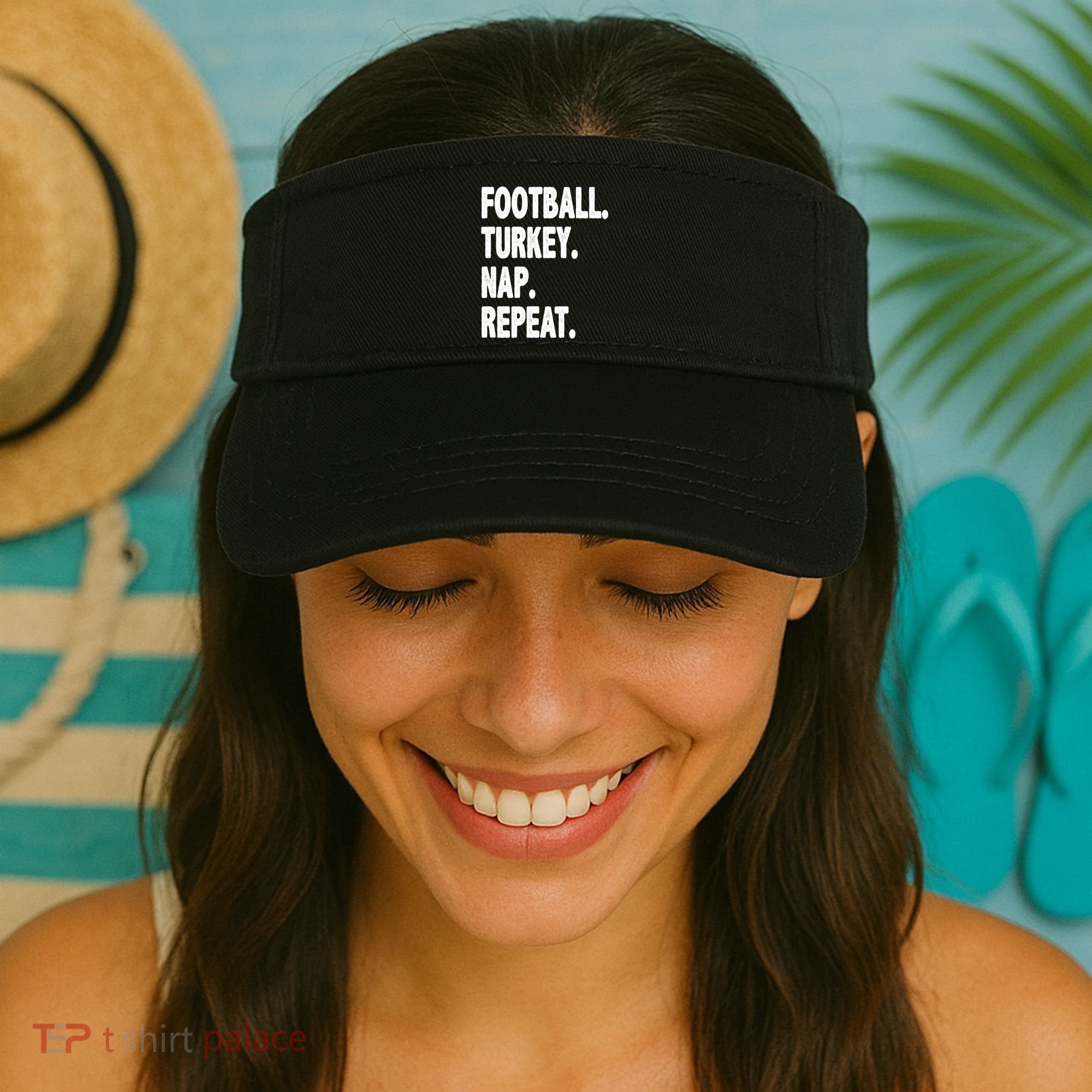 Football Turkey Nap Repeat Visor