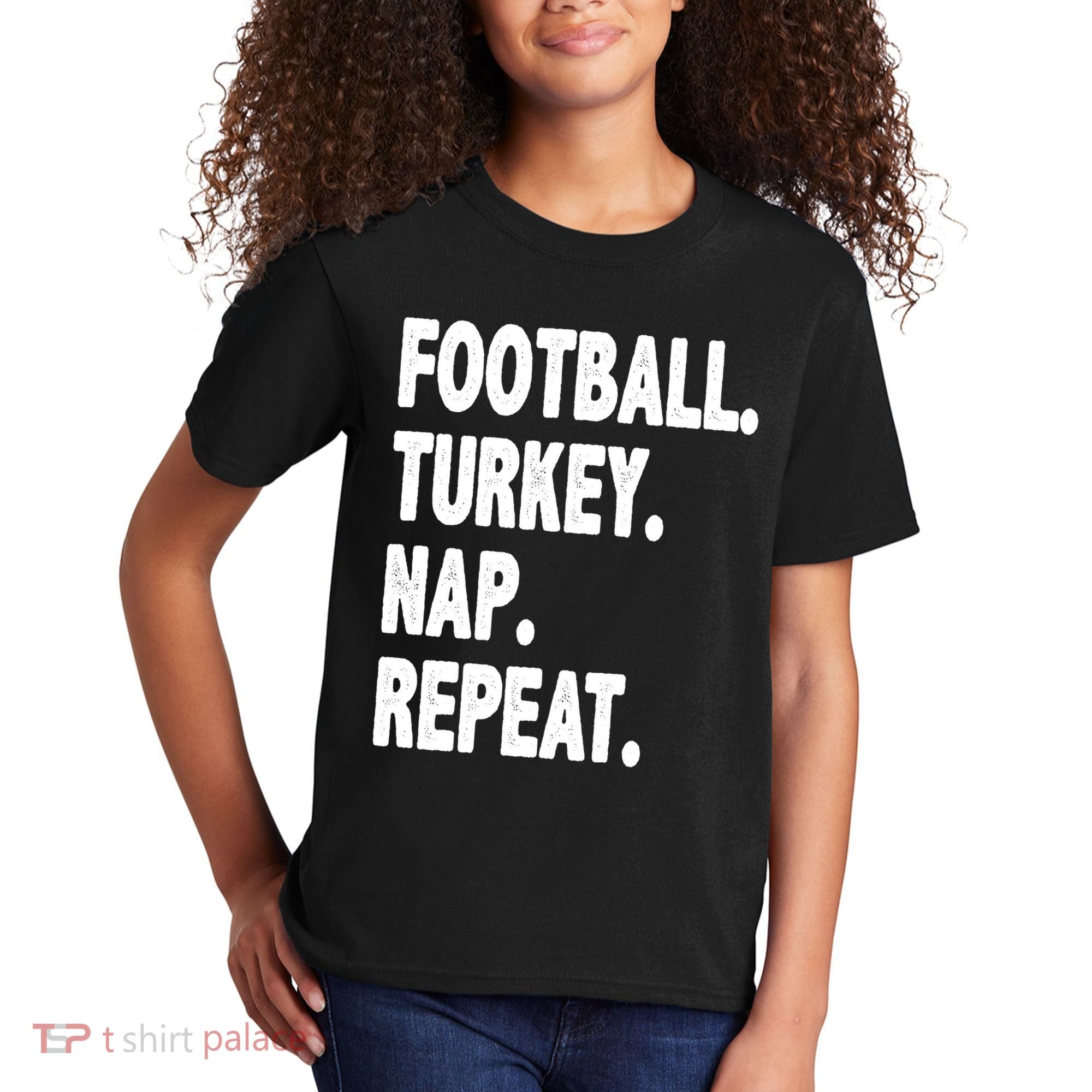 Football Turkey Nap Repeat Kids T-Shirt