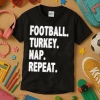 Football Turkey Nap Repeat Kids T-Shirt thumb 3