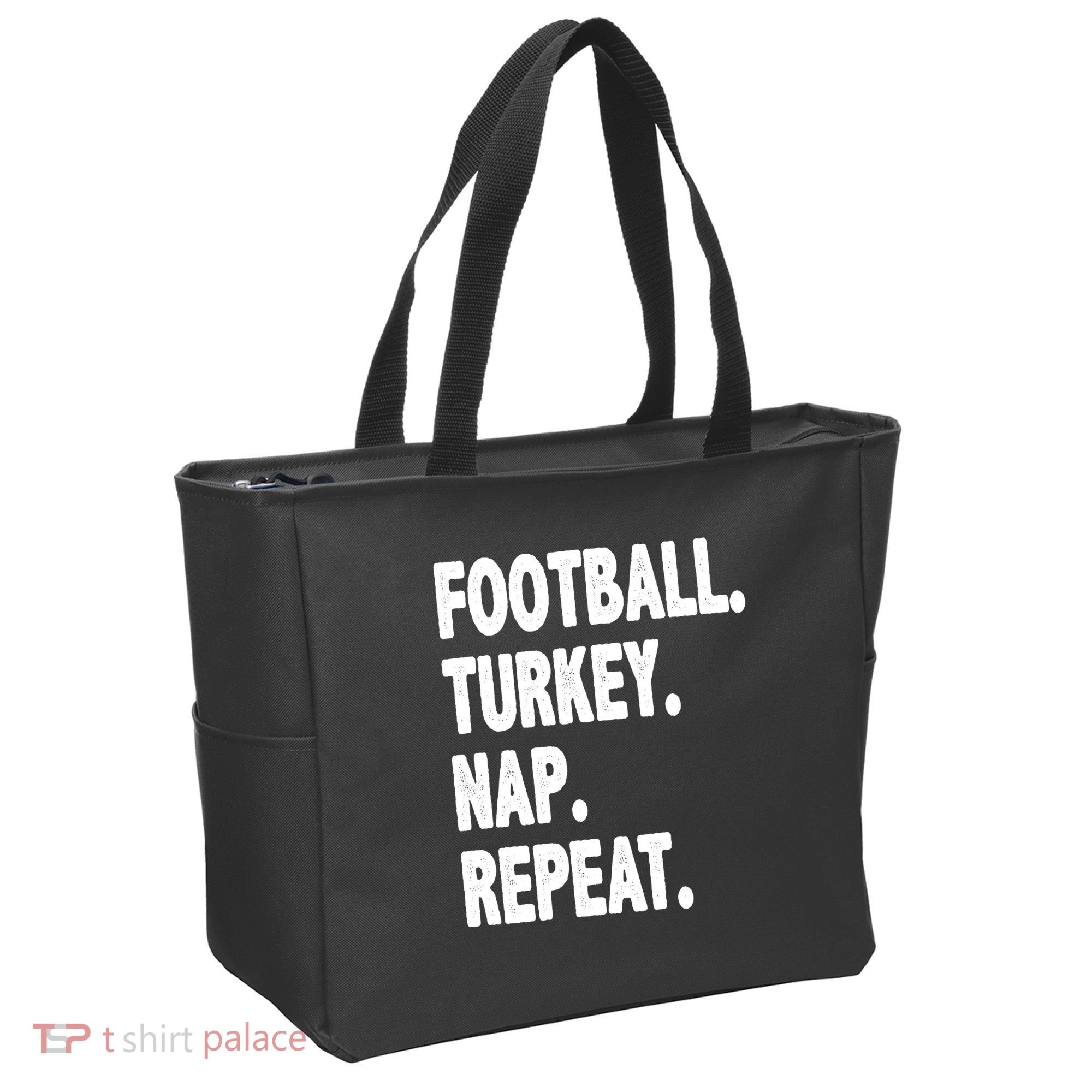 Football Turkey Nap Repeat Tote Bag