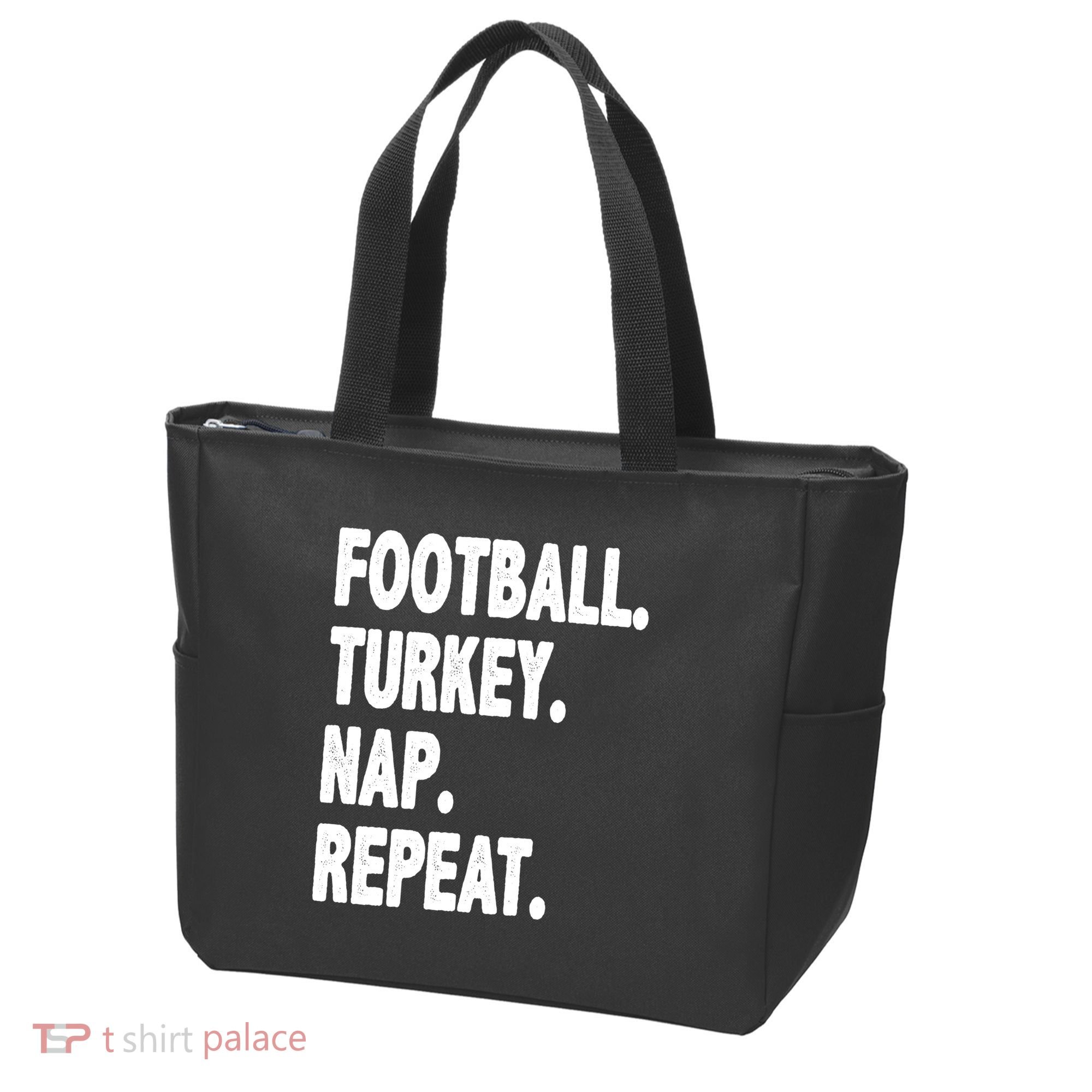 Football Turkey Nap Repeat Tote Bag