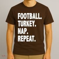 Football Turkey Nap Repeat T-Shirt thumb 3