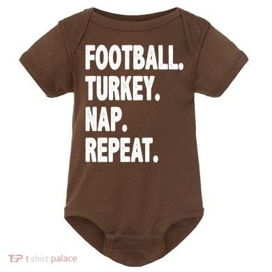 Football Turkey Nap Repeat Baby Bodysuit
