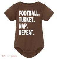 Football Turkey Nap Repeat Baby Bodysuit thumb 0
