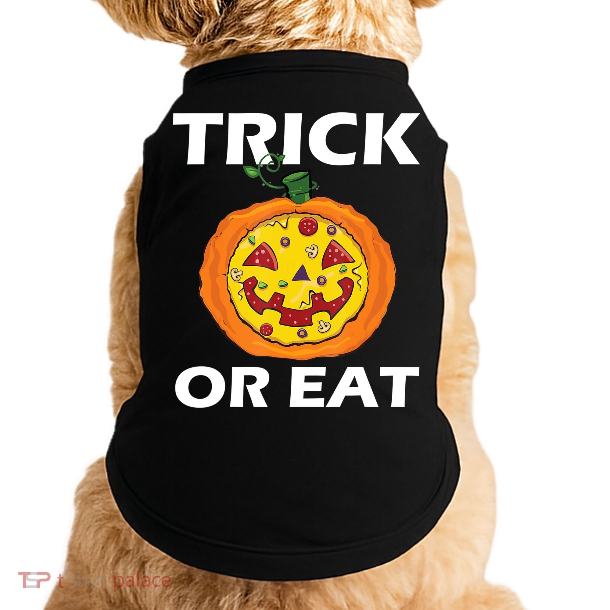 Funny Trick Or Eat Costume Pizza Face Halloween Gift Doggie Tank