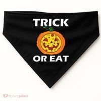 Funny Trick Or Eat Costume Pizza Face Halloween Gift USA-Made Doggie Bandana thumb 0