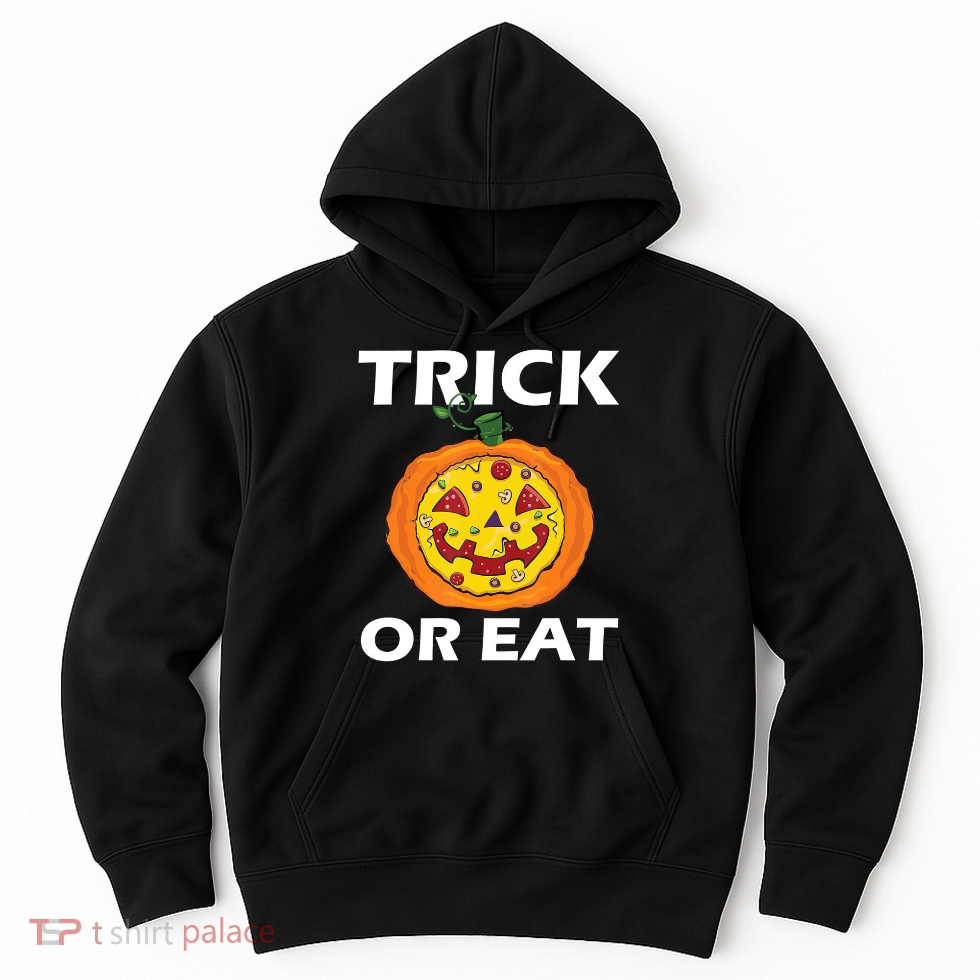 Funny Trick Or Eat Costume Pizza Face Halloween Gift Hoodie