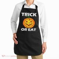 Funny Trick Or Eat Costume Pizza Face Halloween Gift Apron thumb 2