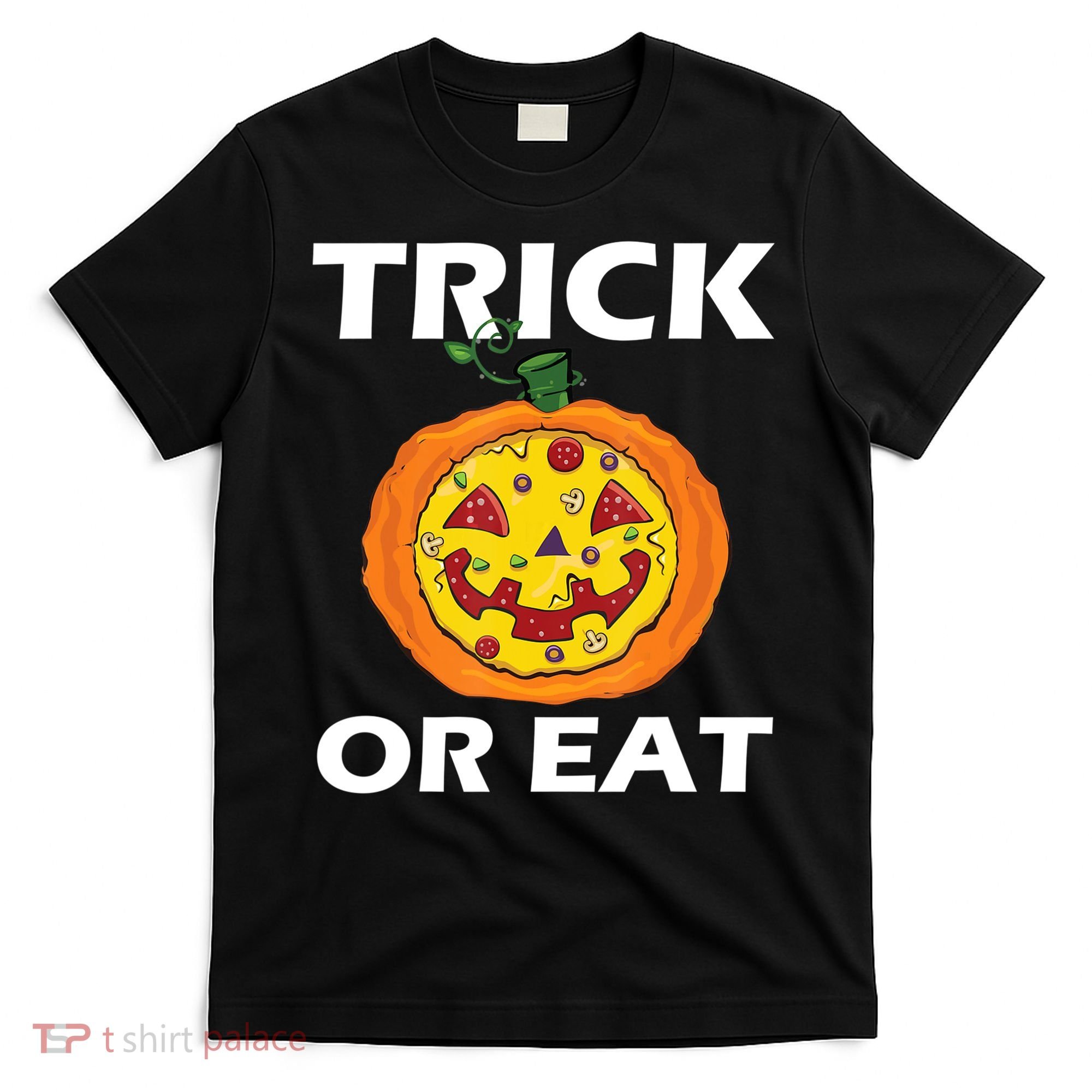 Funny Trick Or Eat Costume Pizza Face Halloween Gift T-Shirt
