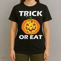 Funny Trick Or Eat Costume Pizza Face Halloween Gift T-Shirt thumb 4