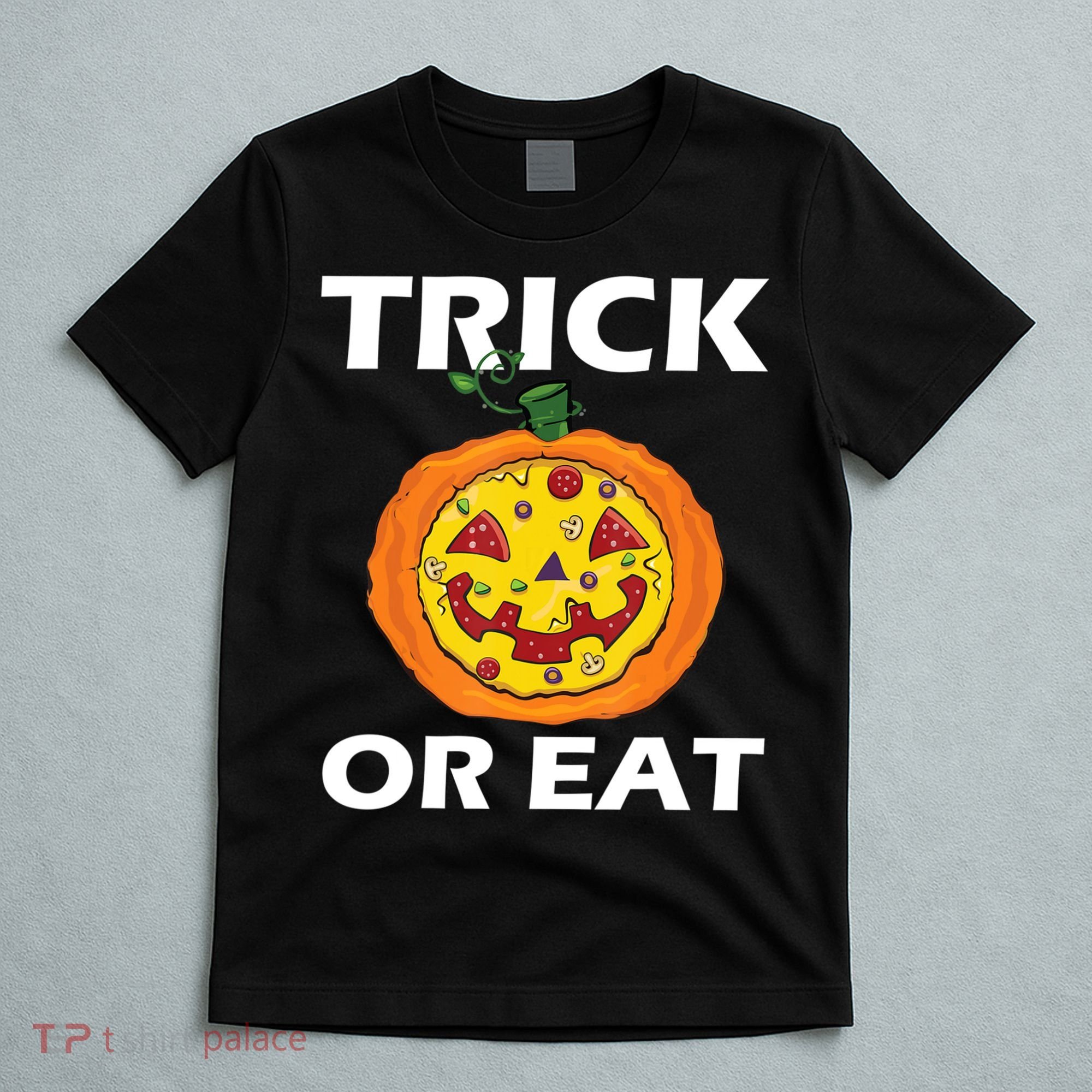 Funny Trick Or Eat Costume Pizza Face Halloween Gift T-Shirt