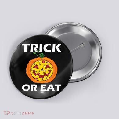 Funny Trick Or Eat Costume Pizza Face Halloween Gift Button