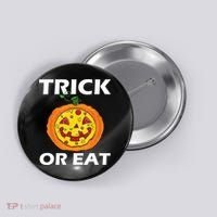 Funny Trick Or Eat Costume Pizza Face Halloween Gift Button thumb 0