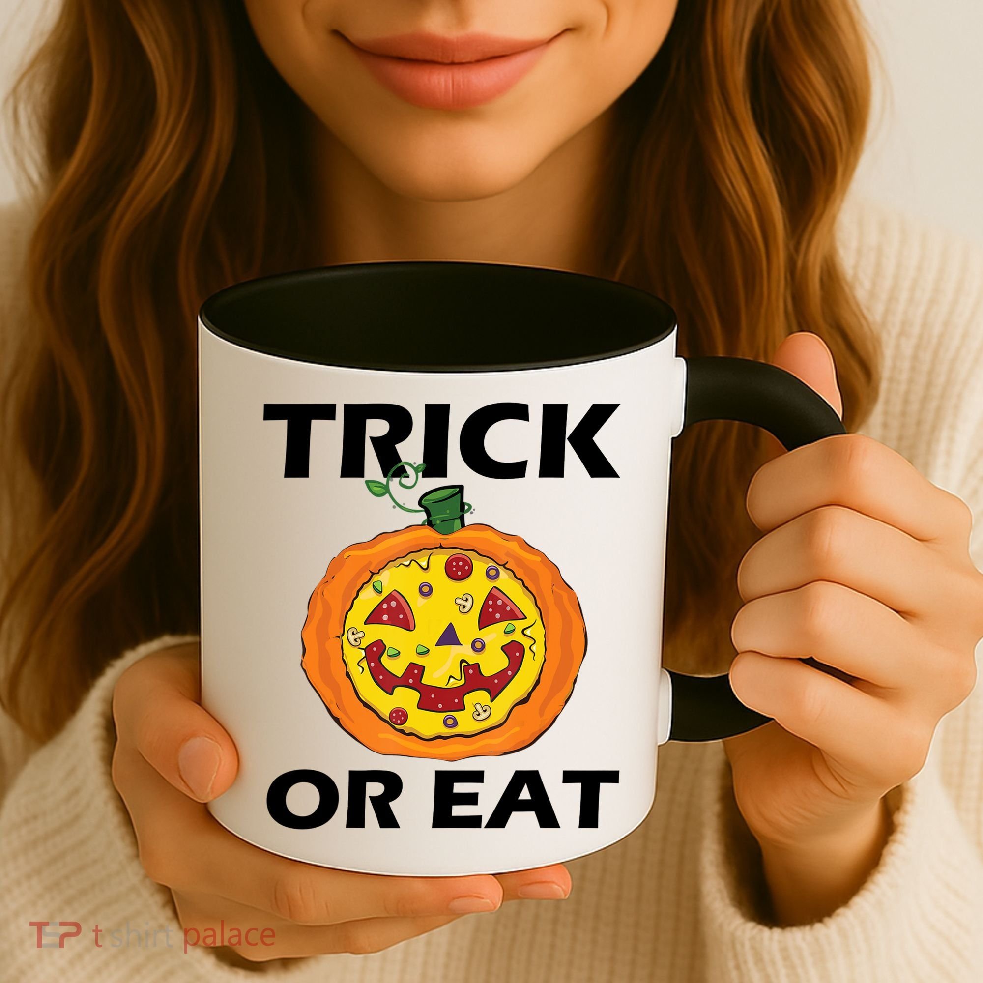 Funny Trick Or Eat Costume Pizza Face Halloween Gift Coffee Mug